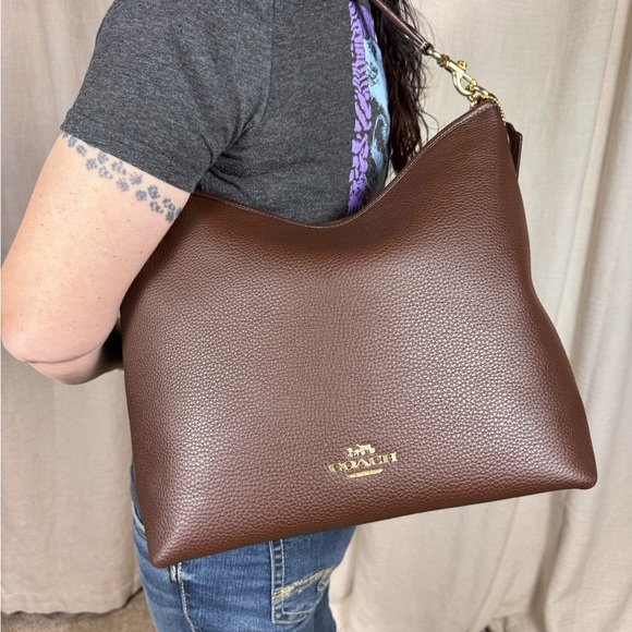 Coach Large Laurel pebbled leather shoulder bag in Maple. New with tags! - Picture 5 of 11